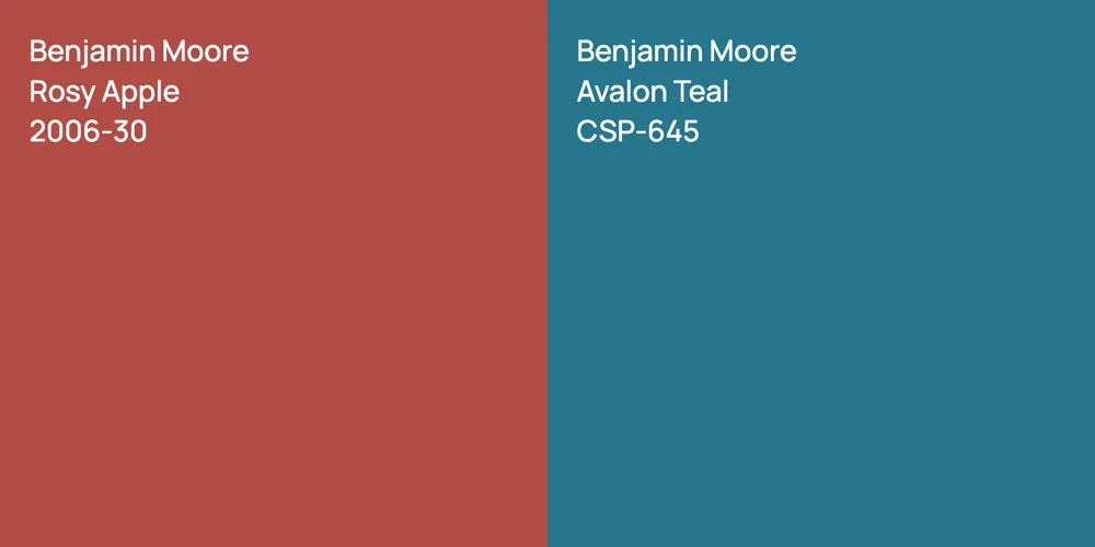 Benjamin Moore Rosy Apple vs. Benjamin Moore Avalon Teal