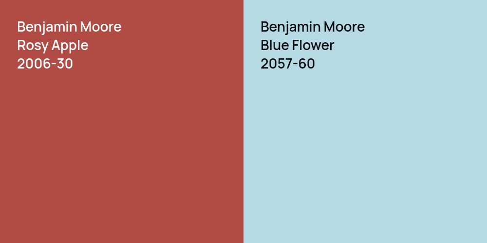 Benjamin Moore Rosy Apple vs. Benjamin Moore Blue Flower