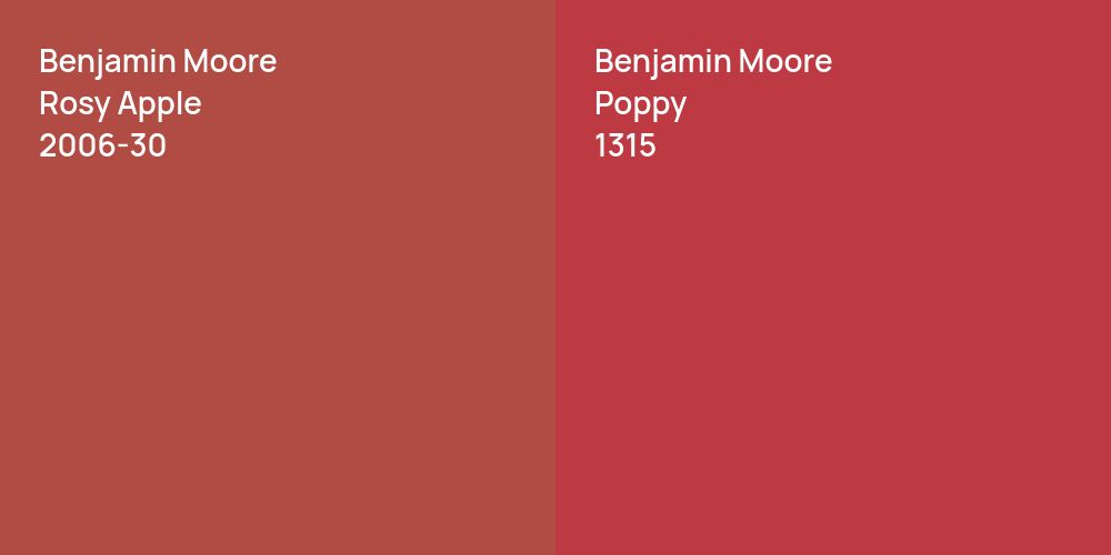 Benjamin Moore Rosy Apple vs. Benjamin Moore Poppy