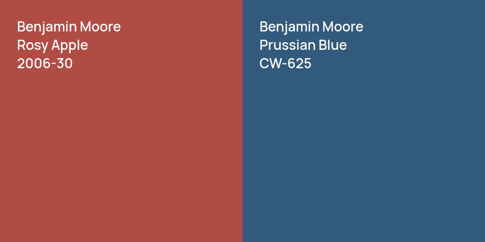 Benjamin Moore Rosy Apple vs. Benjamin Moore Prussian Blue