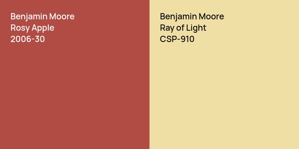 Benjamin Moore Rosy Apple vs. Benjamin Moore Ray of Light