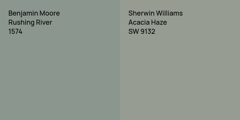 Benjamin Moore Rushing River vs. Sherwin Williams Acacia Haze