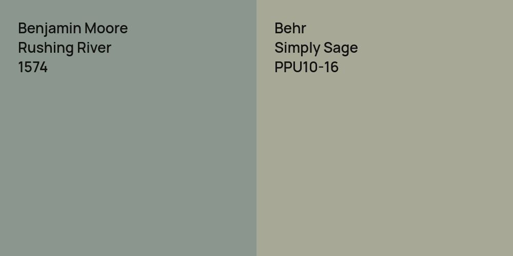 Benjamin Moore Rushing River vs. Behr Simply Sage