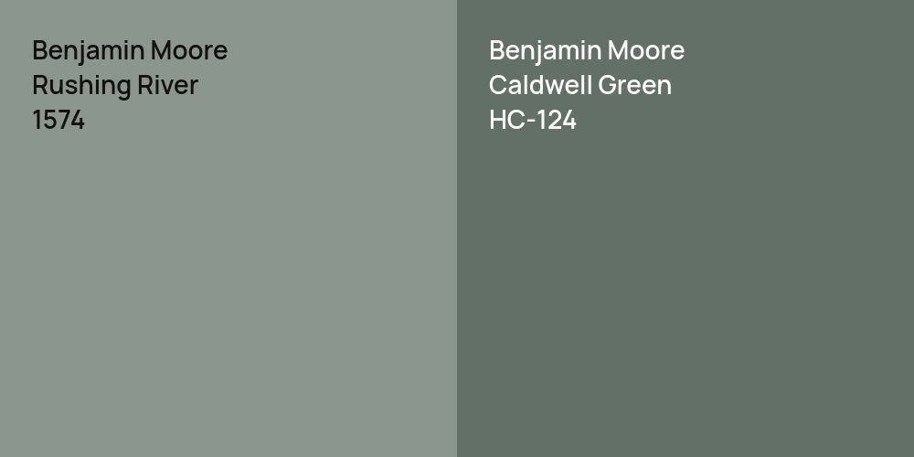 Benjamin Moore Rushing River vs. Benjamin Moore Caldwell Green