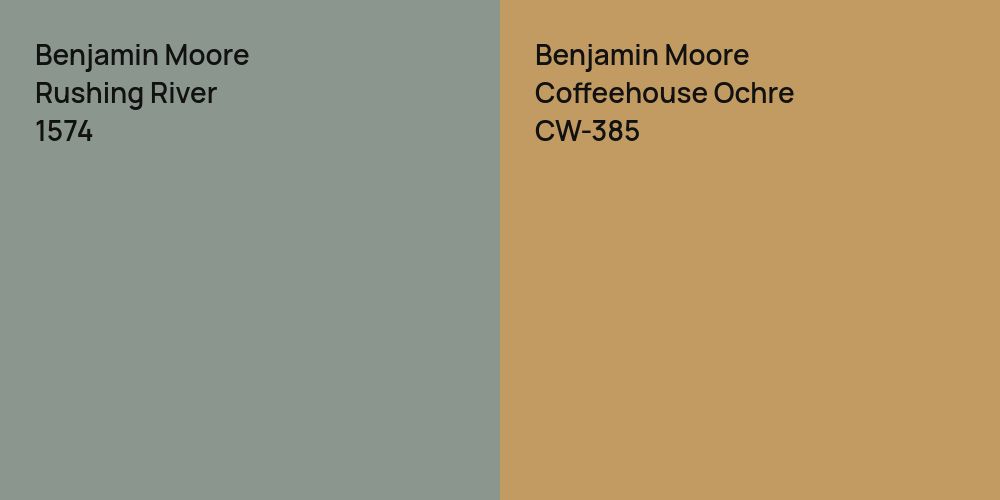 Benjamin Moore Rushing River vs. Benjamin Moore Coffeehouse Ochre