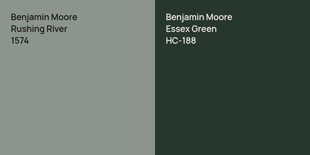 Benjamin Moore Rushing River vs. Benjamin Moore Essex Green