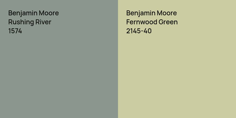 Benjamin Moore Rushing River vs. Benjamin Moore Fernwood Green