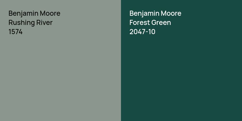 Benjamin Moore Rushing River vs. Benjamin Moore Forest Green