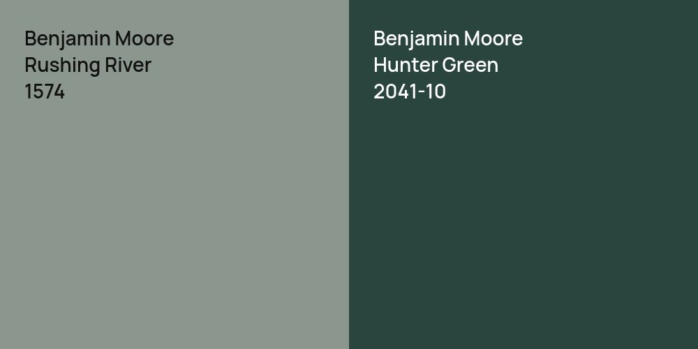 Benjamin Moore Rushing River vs. Benjamin Moore Hunter Green