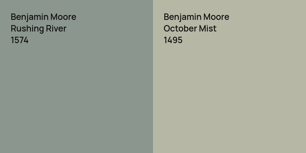 Benjamin Moore Rushing River vs. Benjamin Moore October Mist