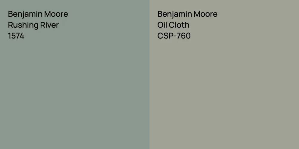 Benjamin Moore Rushing River vs. Benjamin Moore Oil Cloth