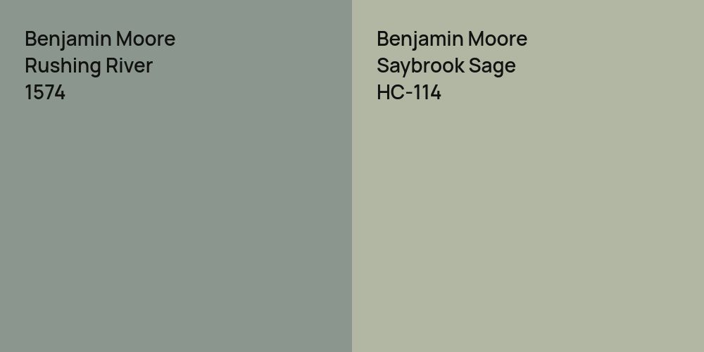 Benjamin Moore Rushing River vs. Benjamin Moore Saybrook Sage