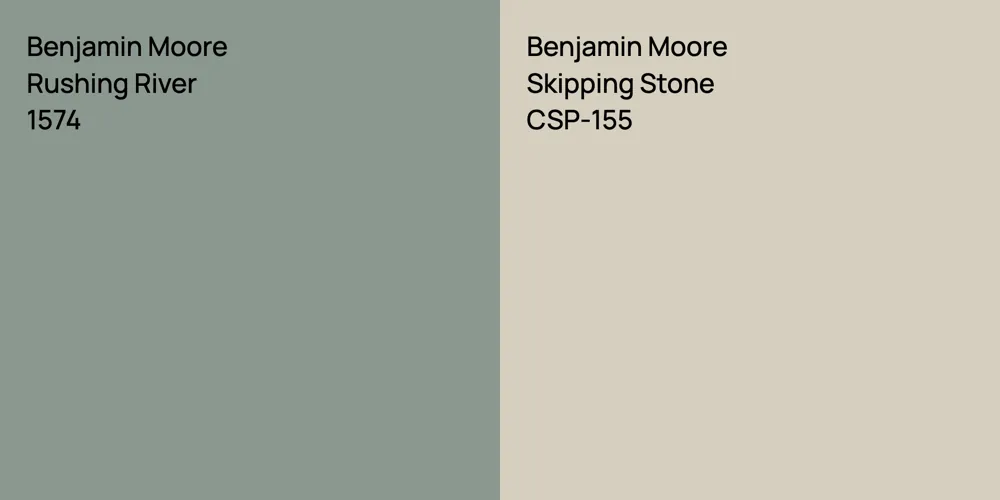 Benjamin Moore Rushing River vs. Benjamin Moore Skipping Stone