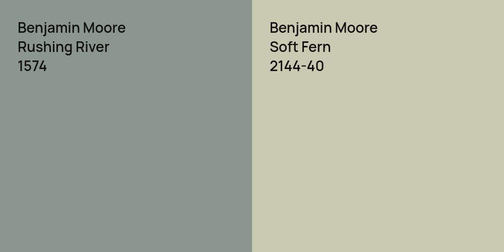 Benjamin Moore Rushing River vs. Benjamin Moore Soft Fern