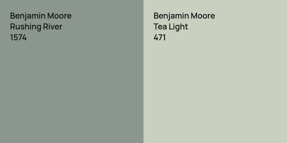 Benjamin Moore Rushing River vs. Benjamin Moore Tea Light