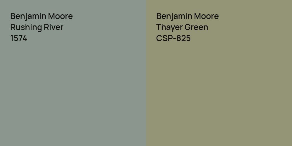 Benjamin Moore Rushing River vs. Benjamin Moore Thayer Green