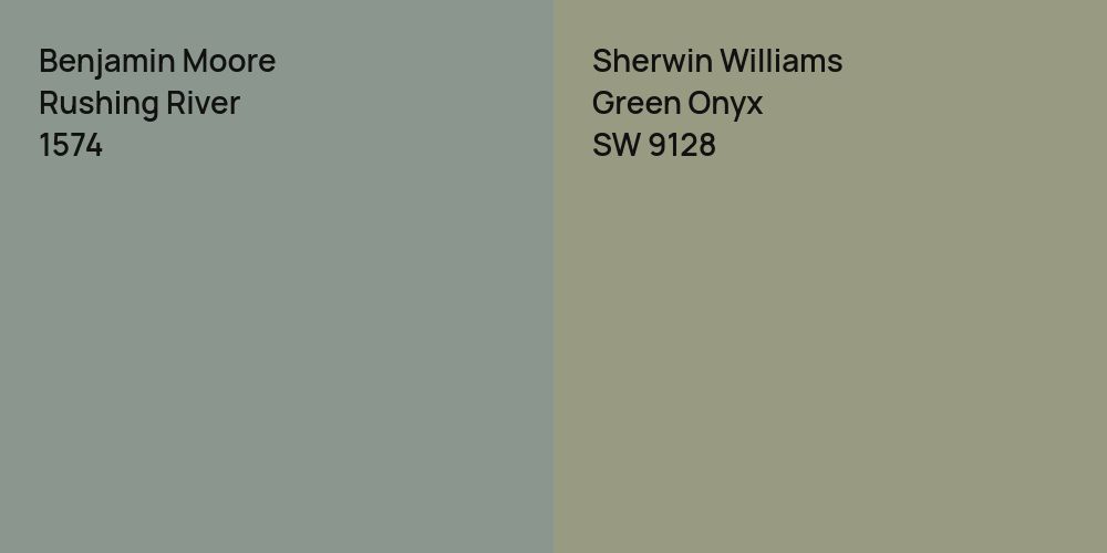 Benjamin Moore Rushing River vs. Sherwin Williams Green Onyx