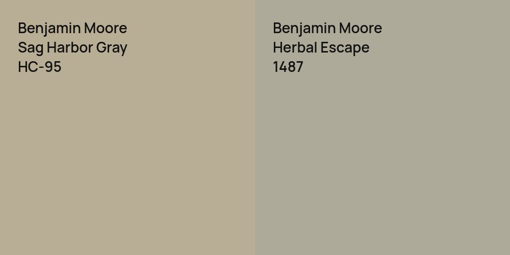 Benjamin Moore Sag Harbor Gray vs. Benjamin Moore Herbal Escape