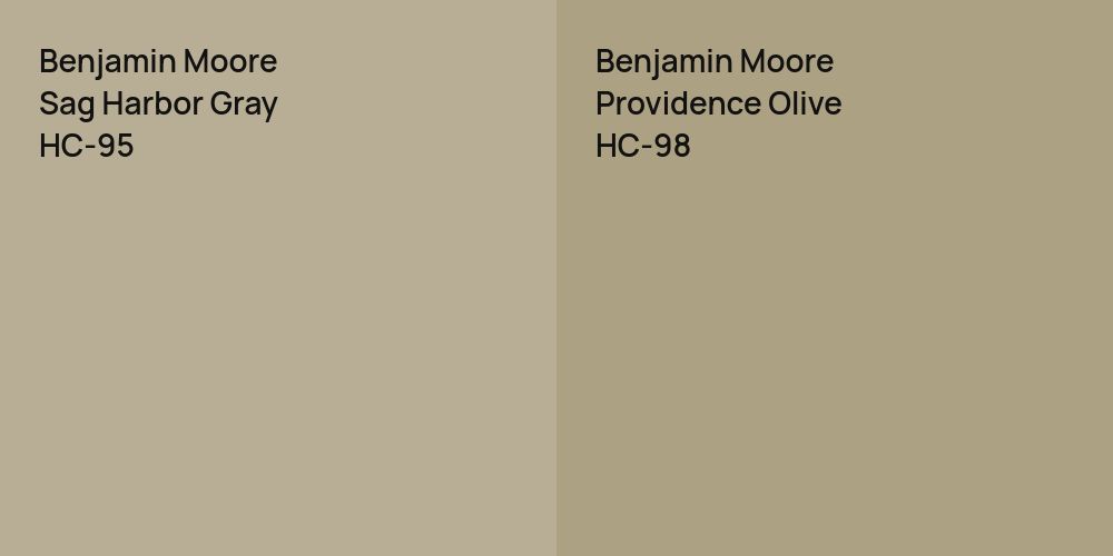 Benjamin Moore Sag Harbor Gray vs. Benjamin Moore Providence Olive