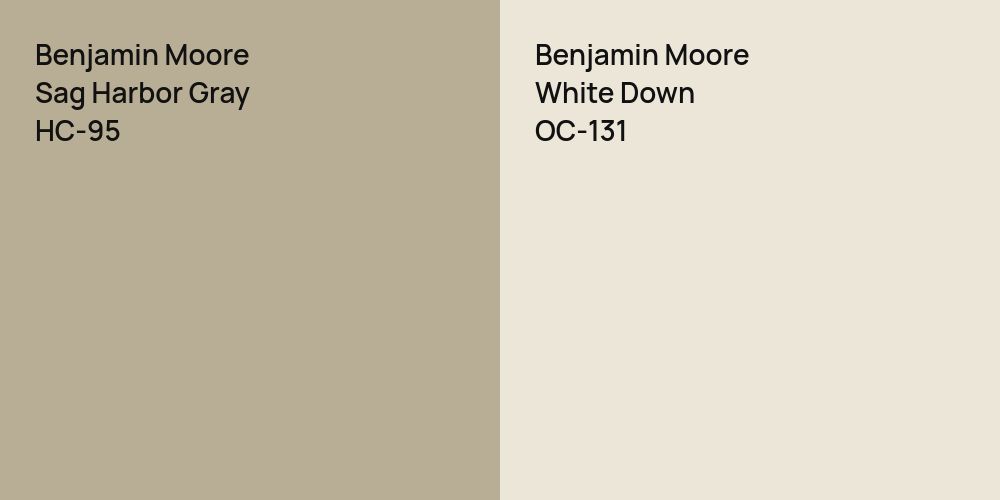 Benjamin Moore Sag Harbor Gray vs. Benjamin Moore White Down