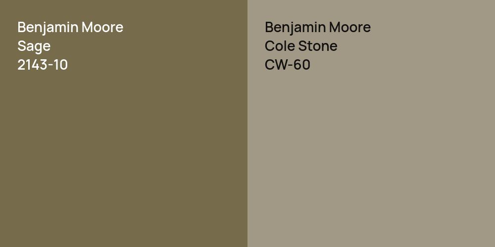 Benjamin Moore Sage vs. Benjamin Moore Cole Stone