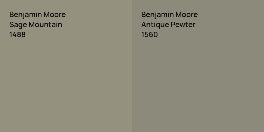 Benjamin Moore Sage Mountain vs. Benjamin Moore Antique Pewter