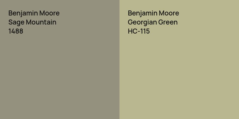 Benjamin Moore Sage Mountain vs. Benjamin Moore Georgian Green