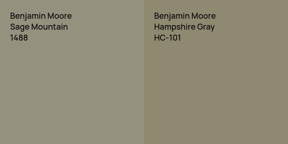 Benjamin Moore Sage Mountain vs. Benjamin Moore Hampshire Gray