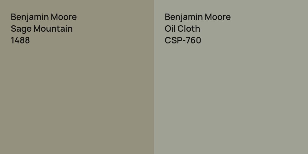 Benjamin Moore Sage Mountain vs. Benjamin Moore Oil Cloth