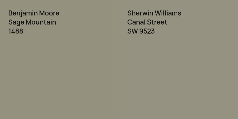 Benjamin Moore Sage Mountain vs. Sherwin Williams Canal Street