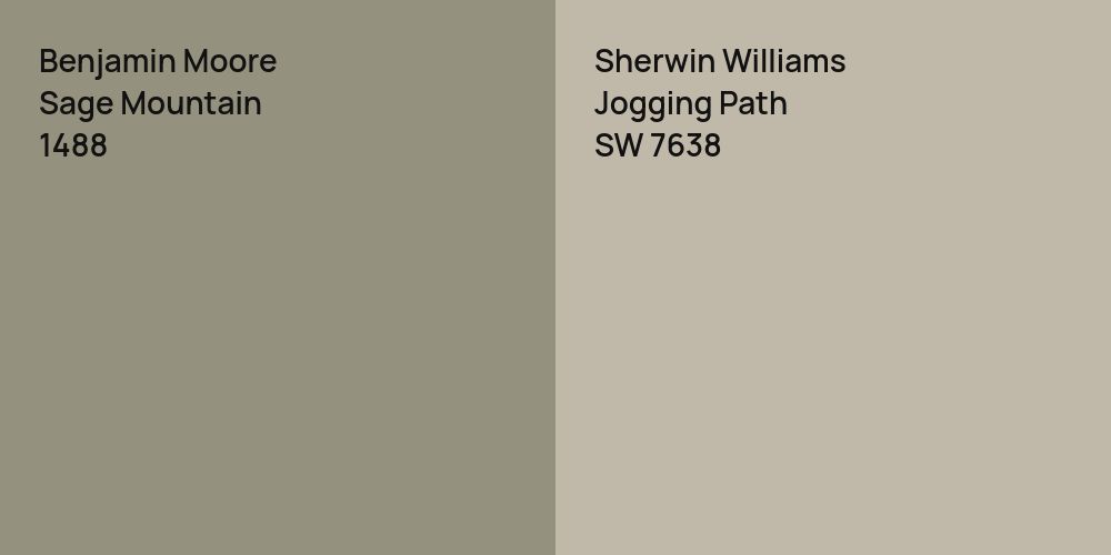 Benjamin Moore Sage Mountain vs. Sherwin Williams Jogging Path