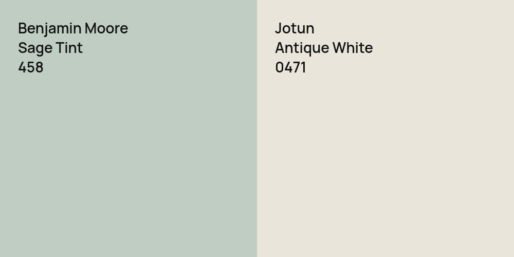 Benjamin Moore Sage Tint vs. Jotun Antique White