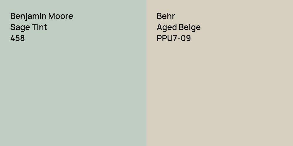 Benjamin Moore Sage Tint vs. Behr Aged Beige