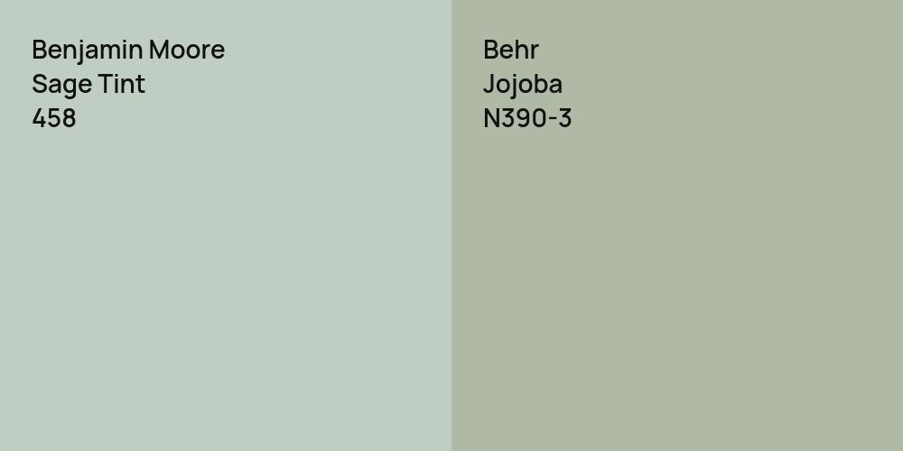 Benjamin Moore Sage Tint vs. Behr Jojoba