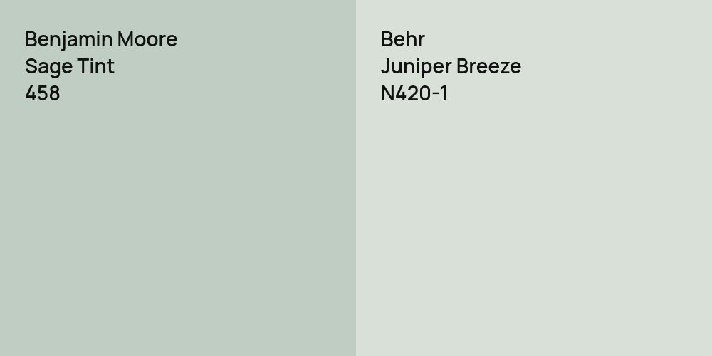 Benjamin Moore Sage Tint vs. Behr Juniper Breeze