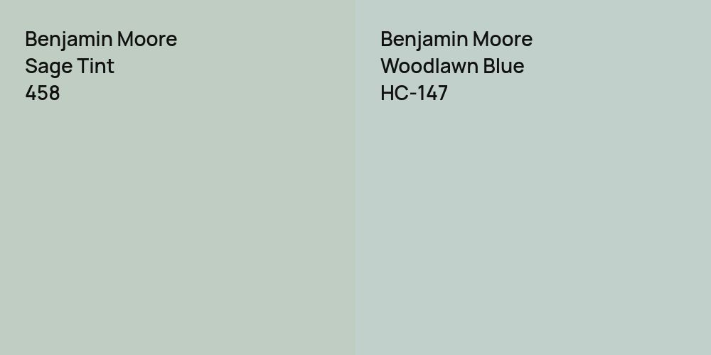 Benjamin Moore Sage Tint vs. Benjamin Moore Woodlawn Blue