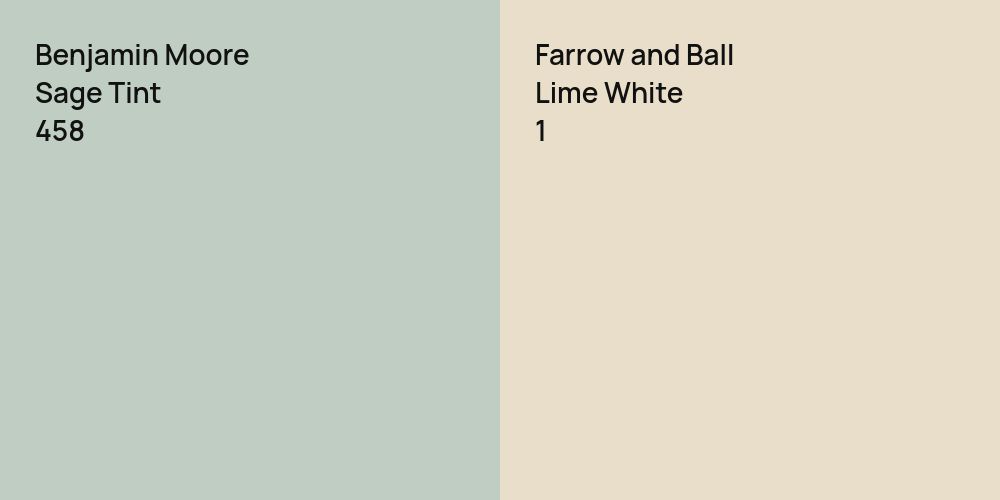 Benjamin Moore Sage Tint vs. Farrow and Ball Lime White