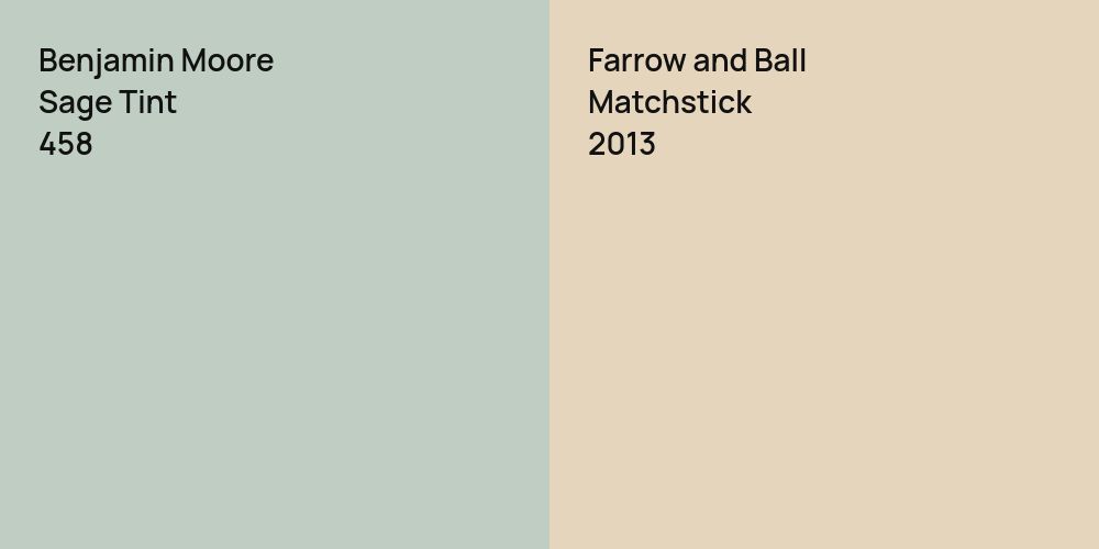 Benjamin Moore Sage Tint vs. Farrow and Ball Matchstick