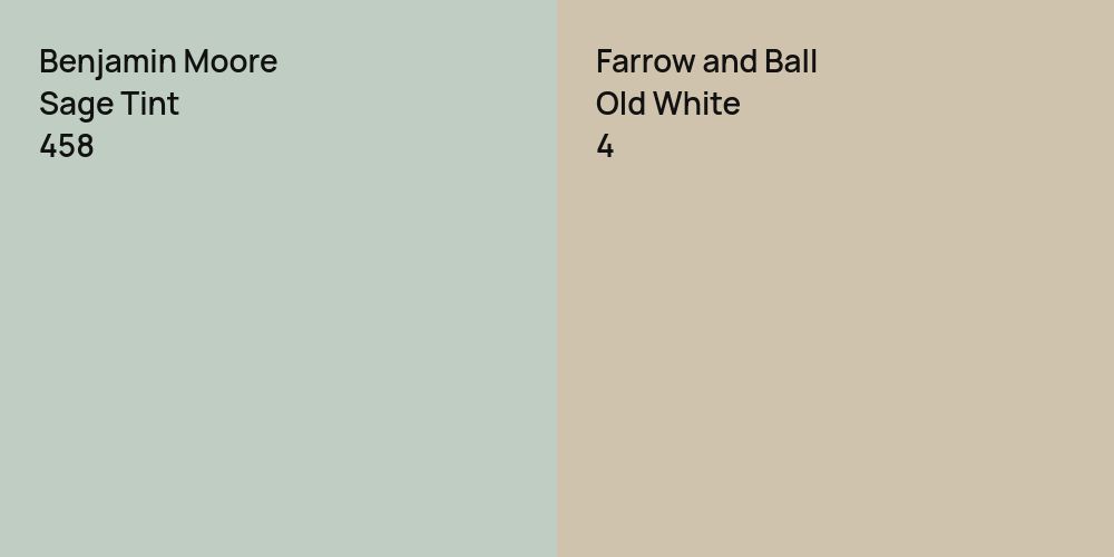 Benjamin Moore Sage Tint vs. Farrow and Ball Old White