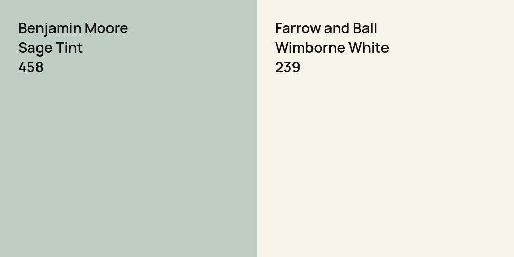 Benjamin Moore Sage Tint vs. Farrow and Ball Wimborne White