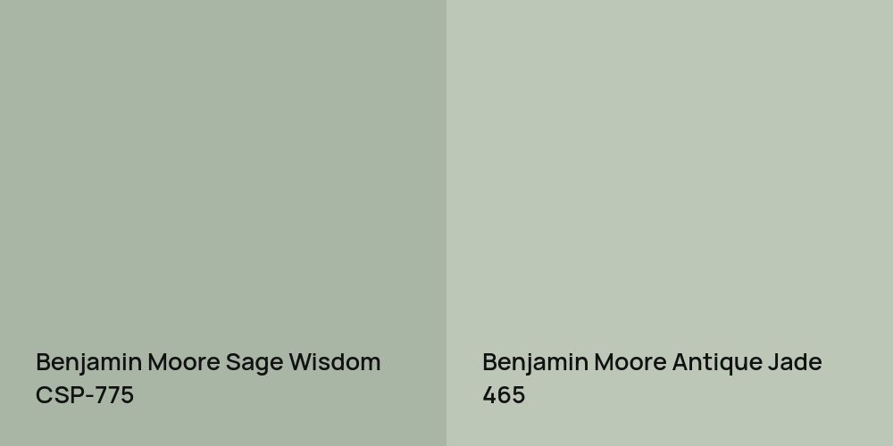 Benjamin Moore Sage Wisdom vs. Benjamin Moore Antique Jade