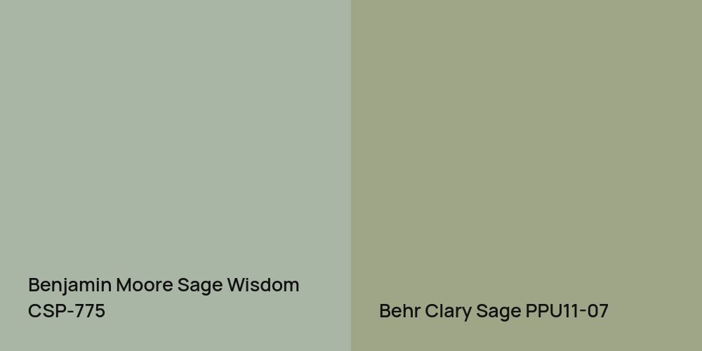 Benjamin Moore Sage Wisdom vs. Behr Clary Sage