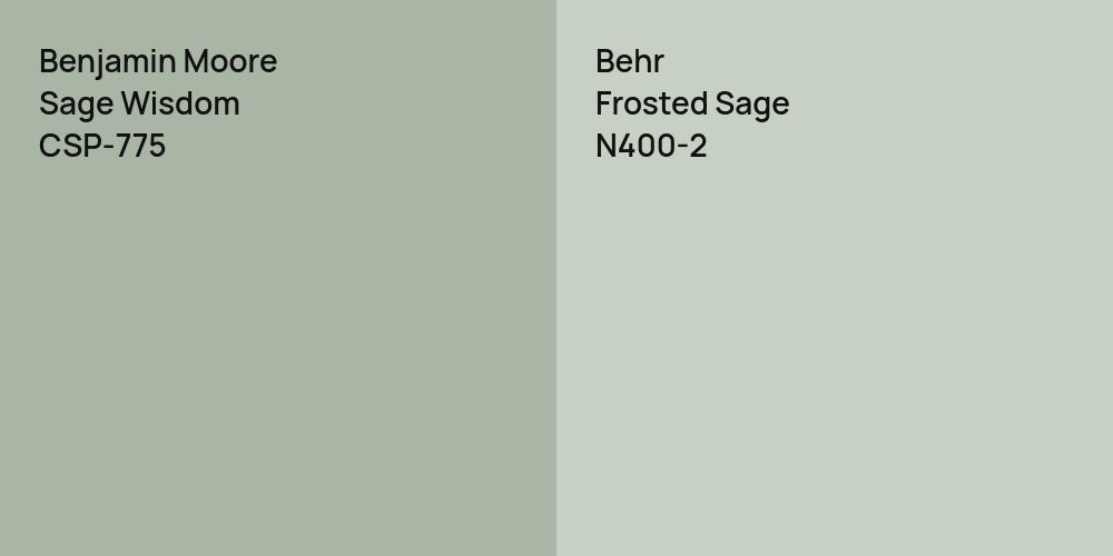 Benjamin Moore Sage Wisdom vs. Behr Frosted Sage