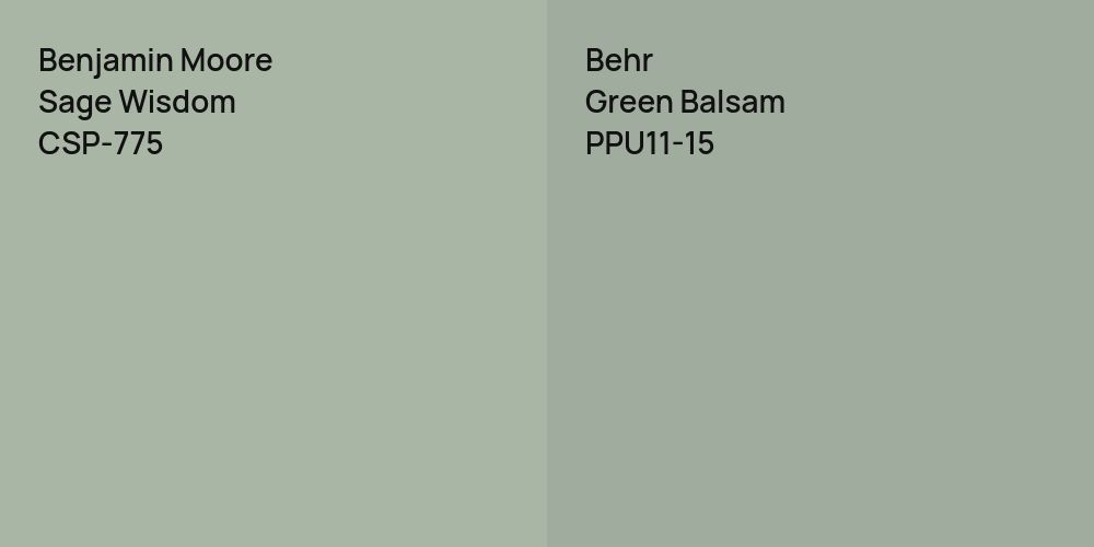 Benjamin Moore Sage Wisdom vs. Behr Green Balsam