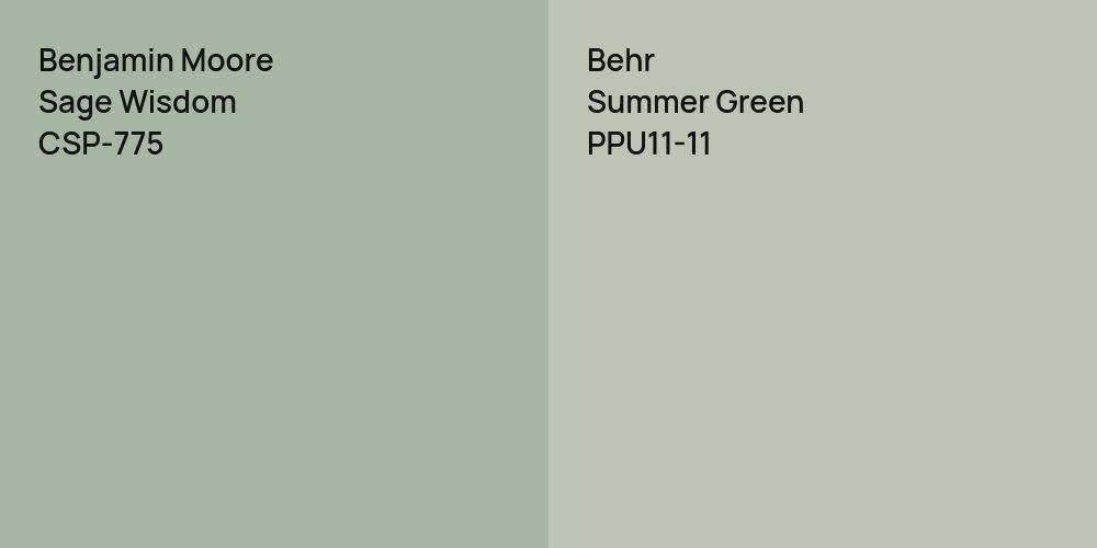 Benjamin Moore Sage Wisdom vs. Behr Summer Green