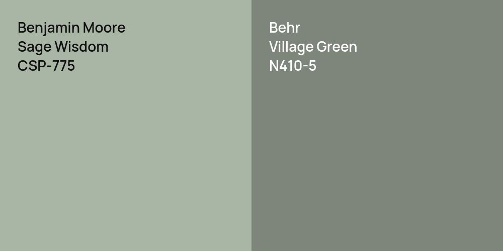 Benjamin Moore Sage Wisdom vs. Behr Village Green