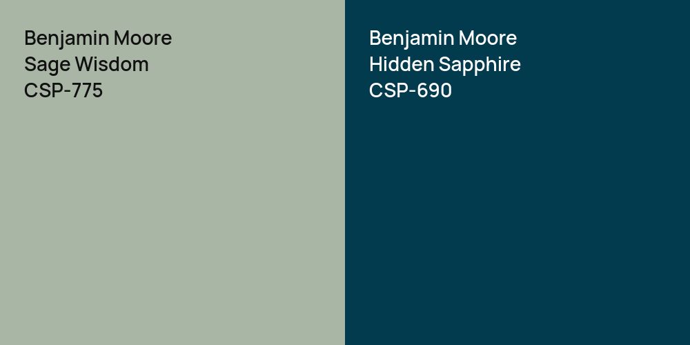 Benjamin Moore Sage Wisdom vs. Benjamin Moore Hidden Sapphire