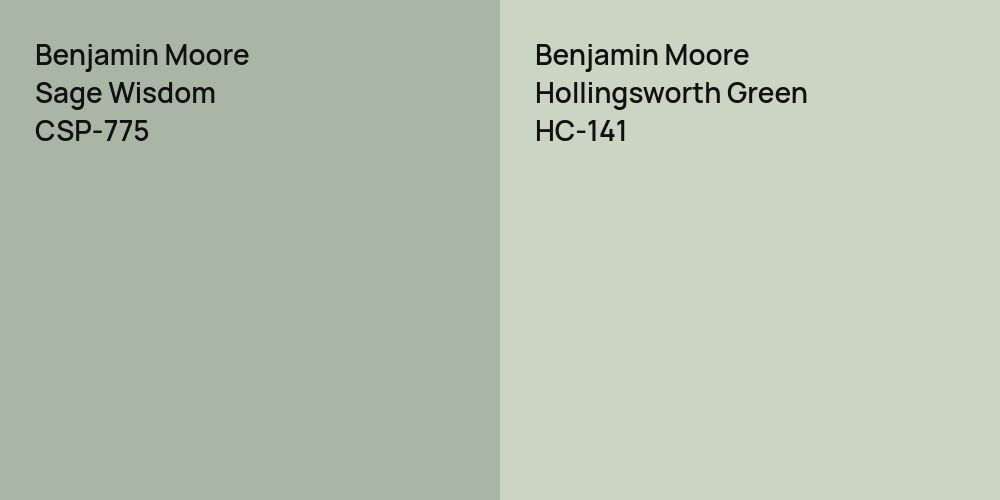 Benjamin Moore Sage Wisdom vs. Benjamin Moore Hollingsworth Green