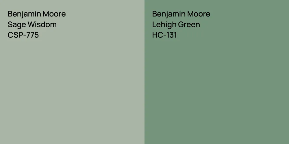 Benjamin Moore Sage Wisdom vs. Benjamin Moore Lehigh Green