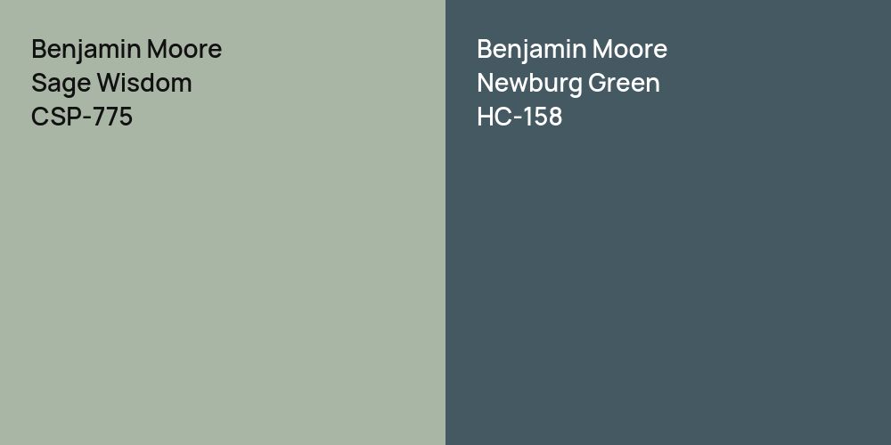 Benjamin Moore Sage Wisdom vs. Benjamin Moore Newburg Green